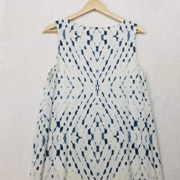 Pure Jill by J Jill Asymmetrical Midi Tank Dress Womens Medium White Blue Casual - Picture 6 of 10